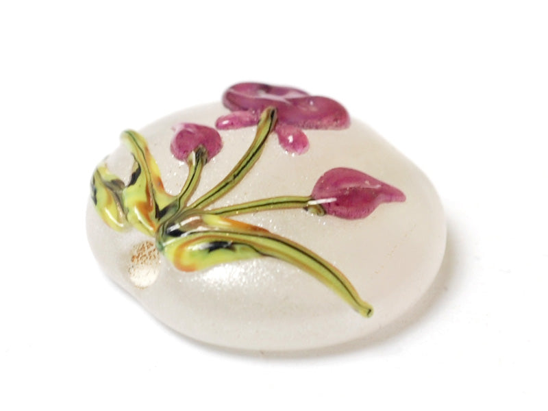 11832002 - Fuchsia Flower Lentil Focal Bead