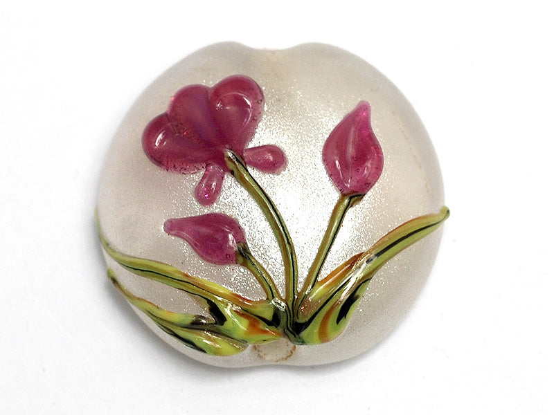 11832002 - Fuchsia Flower Lentil Focal Bead