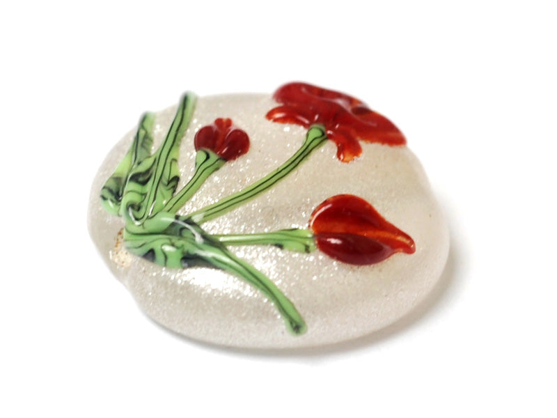11832102 - Crimson Flower Lentil Focal Bead