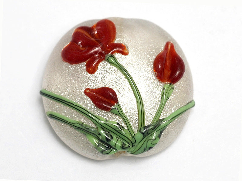 11832102 - Crimson Flower Lentil Focal Bead