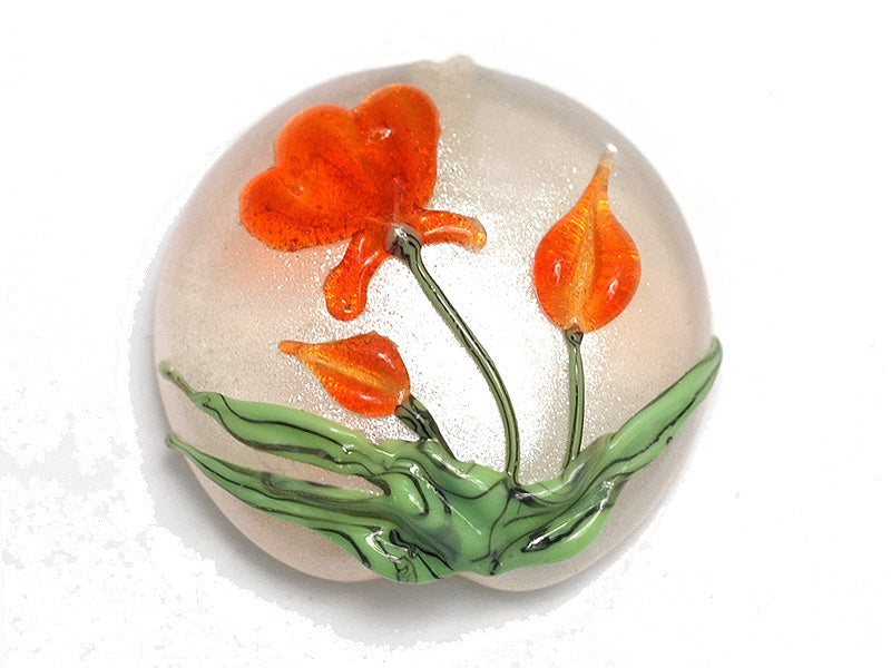 11832202 - Vermilion Flower Lentil Focal Bead