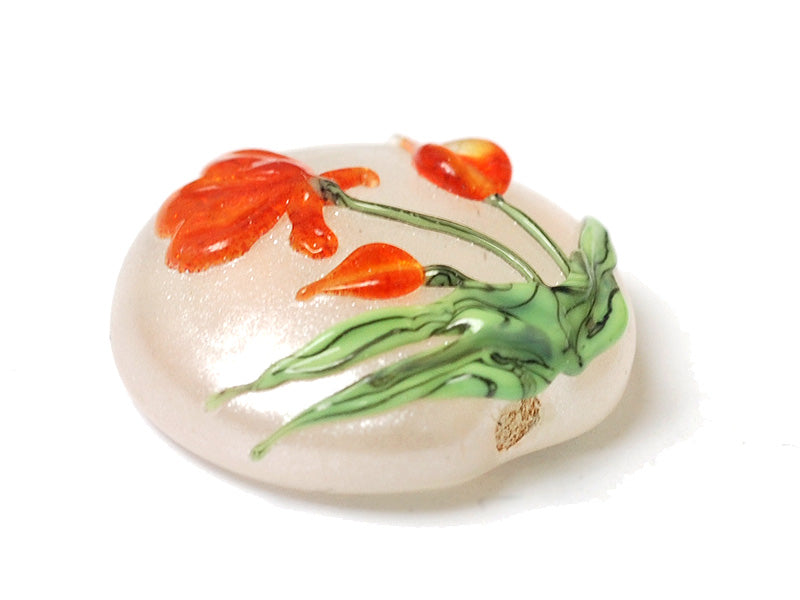 11832202 - Vermilion Flower Lentil Focal Bead