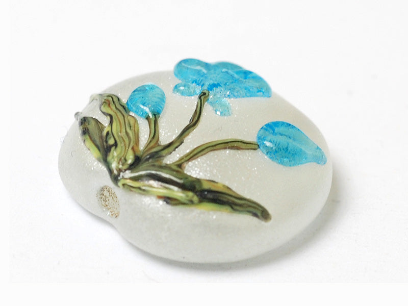 11832402 - Maya Blue Flower Lentil Focal Bead