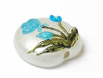 11832402 - Maya Blue Flower Lentil Focal Bead