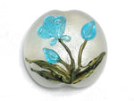 11832402 - Maya Blue Flower Lentil Focal Bead