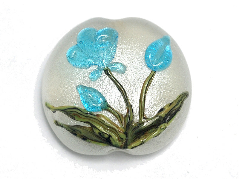11832402 - Maya Blue Flower Lentil Focal Bead