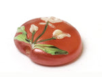 11832502 - Ivory Mist Flower on Coral Lentil Focal Bead