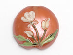 11832502 - Ivory Mist Flower on Coral Lentil Focal Bead