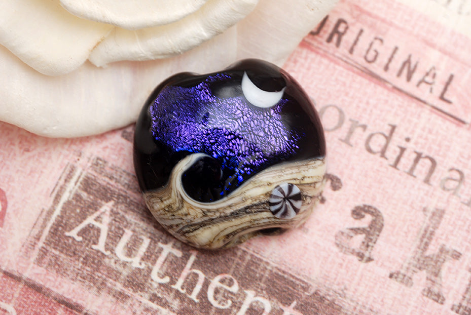 11833002 - Indigo Night Celestial Lentil Focal Bead