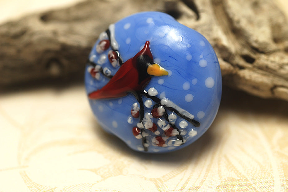 11833202 - Red Cardinal Lentil Focal Bead
