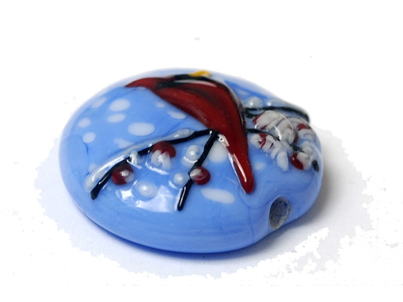 11833202 - Red Cardinal Lentil Focal Bead