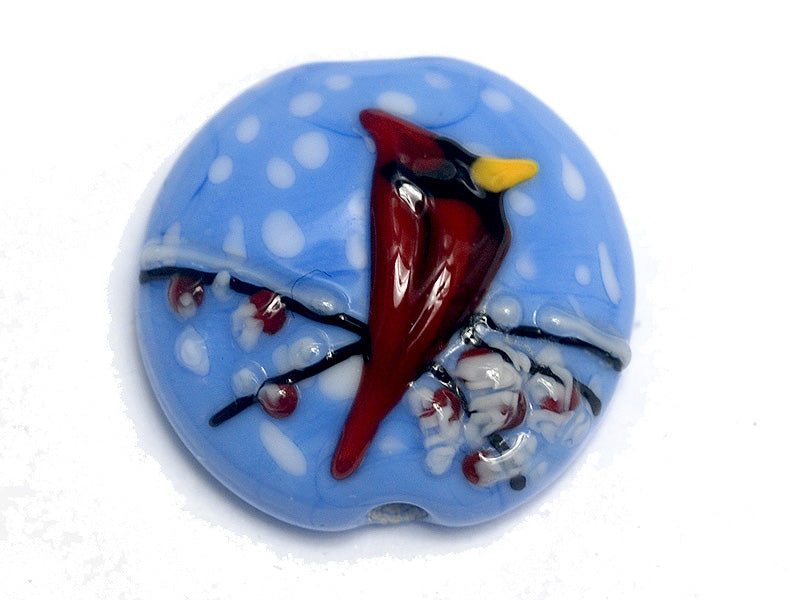 11833202 - Red Cardinal Lentil Focal Bead