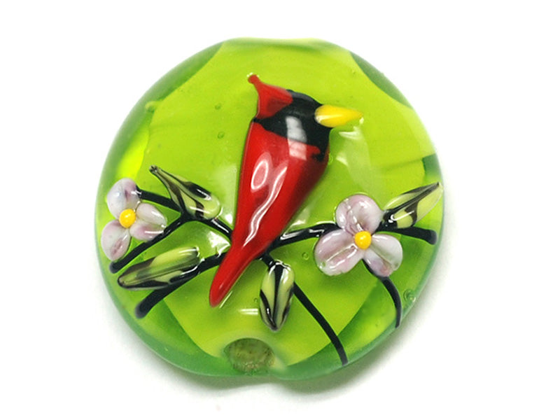 11834402 - Spring Red Cardinal Lentil Focal Bead