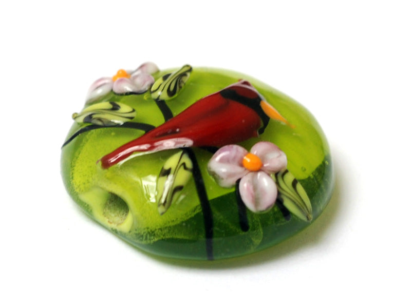 11834402 - Spring Red Cardinal Lentil Focal Bead