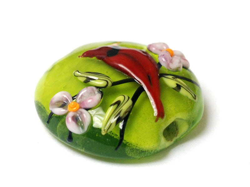 11834402 - Spring Red Cardinal Lentil Focal Bead