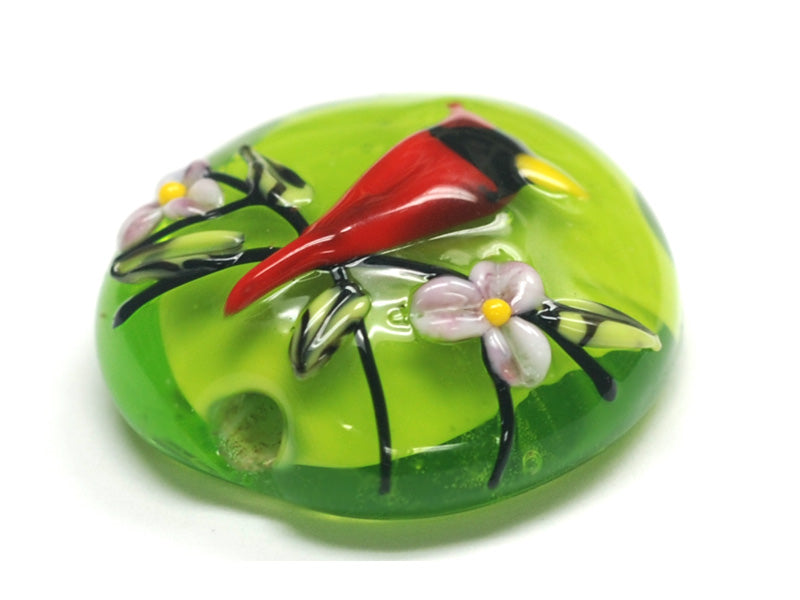 11834402 - Spring Red Cardinal Lentil Focal Bead
