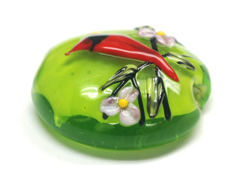 11834402 - Spring Red Cardinal Lentil Focal Bead