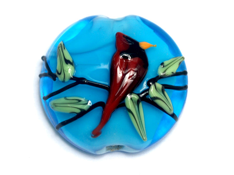 11834502 - Summer Red Cardinal Lentil Focal Bead