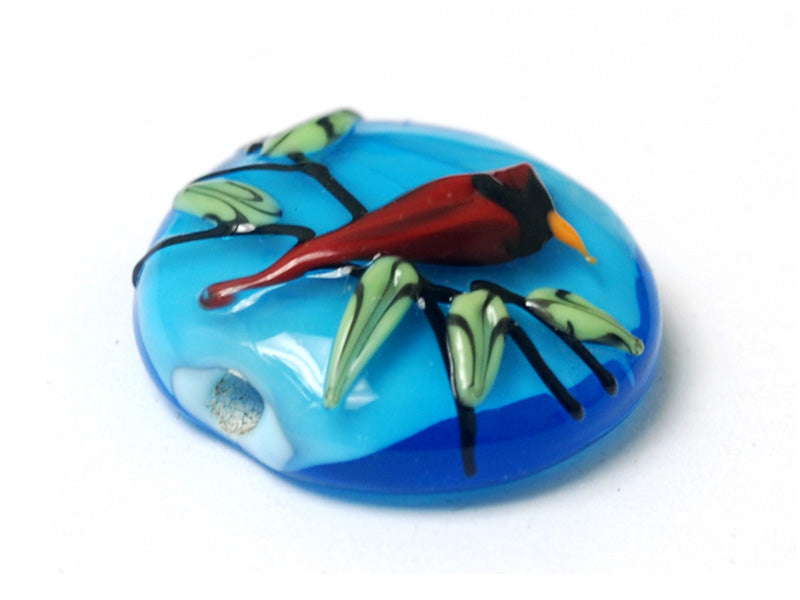 11834502 - Summer Red Cardinal Lentil Focal Bead