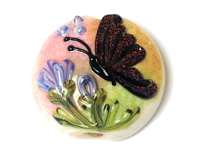 11834802 - Pink Sparkle Garden Butterfly Lentil Focal Bead