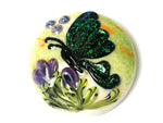 11834902 - Green Sparkle Garden Butterfly Lentil Focal Bead