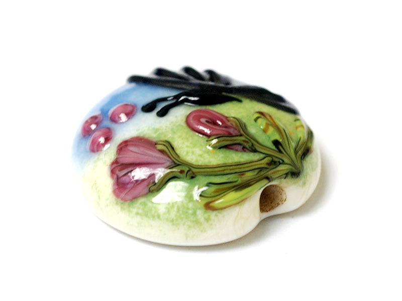 11835002 - Blue Sparkle Garden Butterfly Lentil Focal Bead