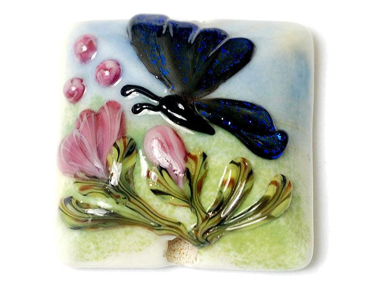 11835004 - Blue Sparkle Garden Butterfly Pillow Focal Bead