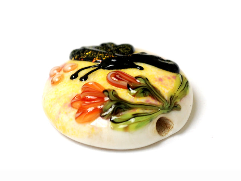 11835102 - Yellow Sparkle Garden Butterfly Lentil Focal Bead