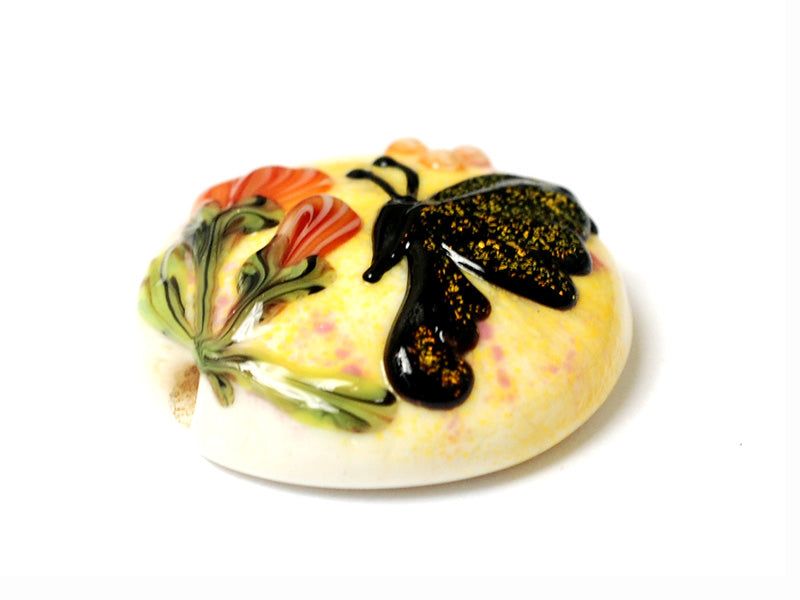 11835102 - Yellow Sparkle Garden Butterfly Lentil Focal Bead