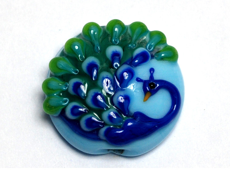 11837102 - Blue Peacock Lentil Focal Bead