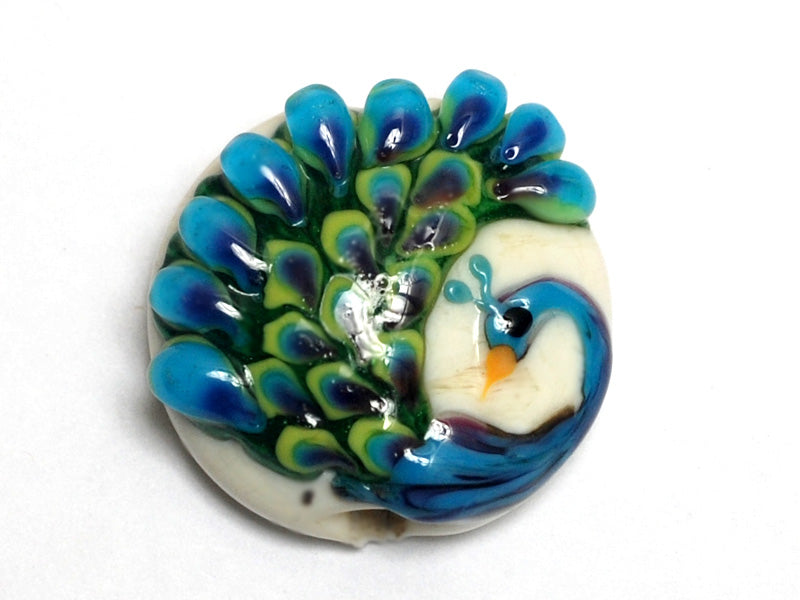 11837202 - Pretty Peacock Lentil Focal Bead