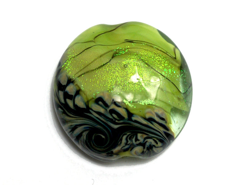 11837302 - Spring Green Shimmer Lentil Focal Bead