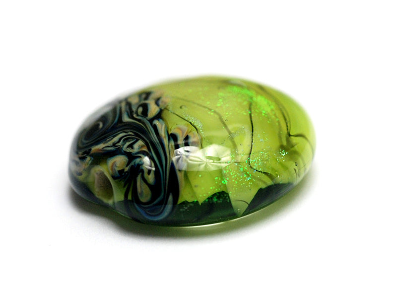 11837302 - Spring Green Shimmer Lentil Focal Bead
