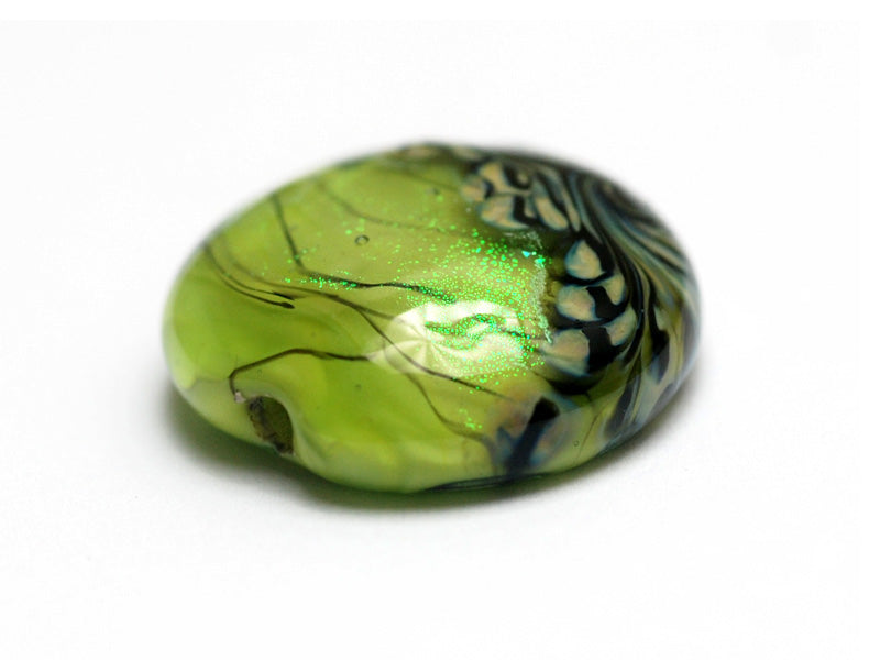 11837302 - Spring Green Shimmer Lentil Focal Bead