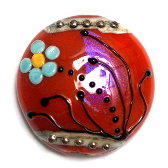 11837602 - Vintage Florals Lentil Focal Bead