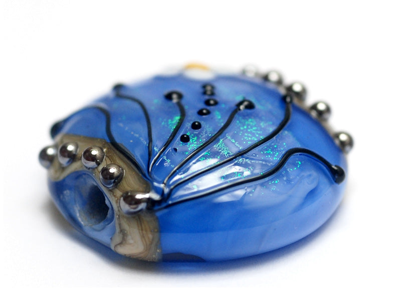 11838402 - Arctic Blue Florals Lentil Focal Bead