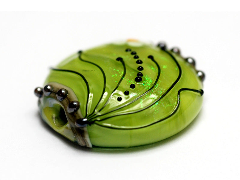11838502 - Spring Green Florals Lentil Focal Bead