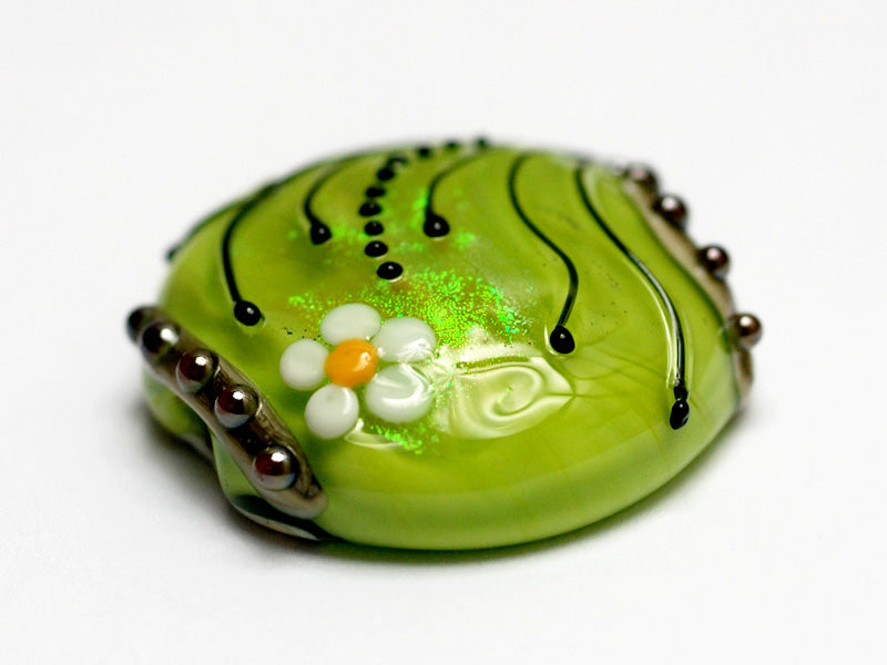 11838502 - Spring Green Florals Lentil Focal Bead
