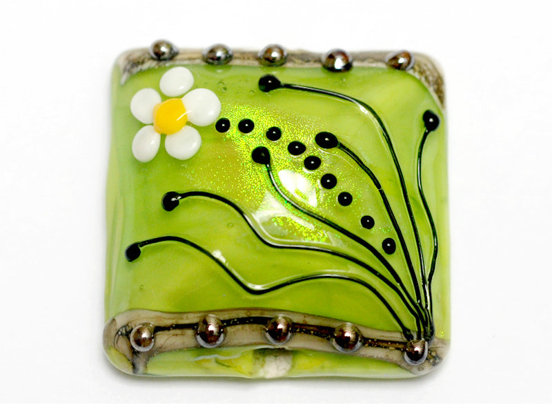 11838504 - Spring Green Florals Pillow Focal Bead