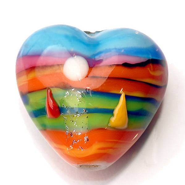 Grace Lampwork Beads, Hawaii Beach Sunset, heart
