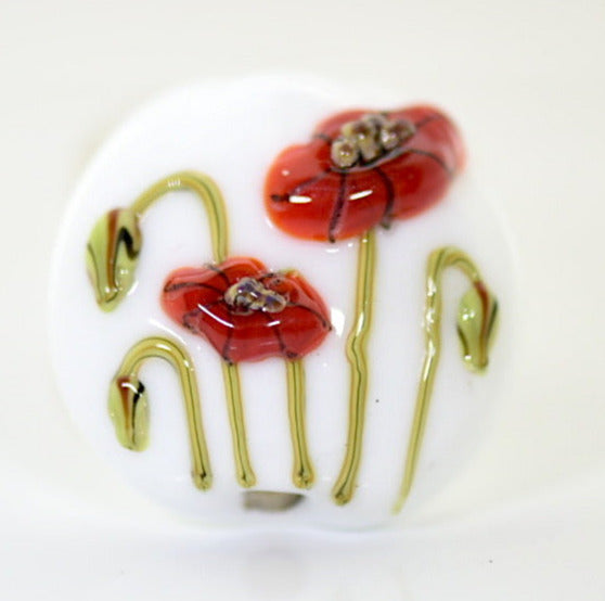 California Poppy Flower Lentill Focal Bead