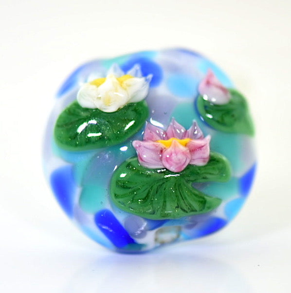 Water Lily Pond Lentil Focal Bead