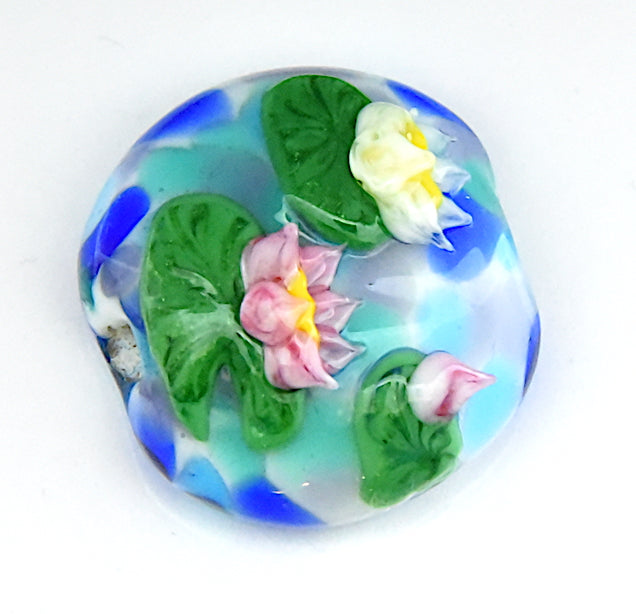 Water Lily Pond Lentil Focal Bead
