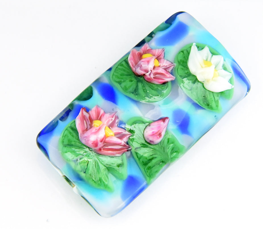 Water lily handmade glass beads