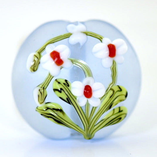 White Orchid Glass Bead