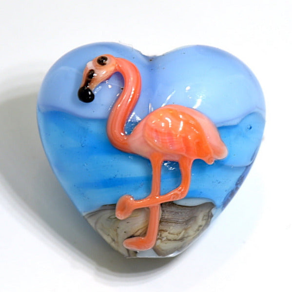 Flamingo Plump Heart Focal Bead