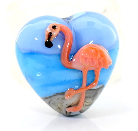 Flamingo Plump Heart Focal Bead