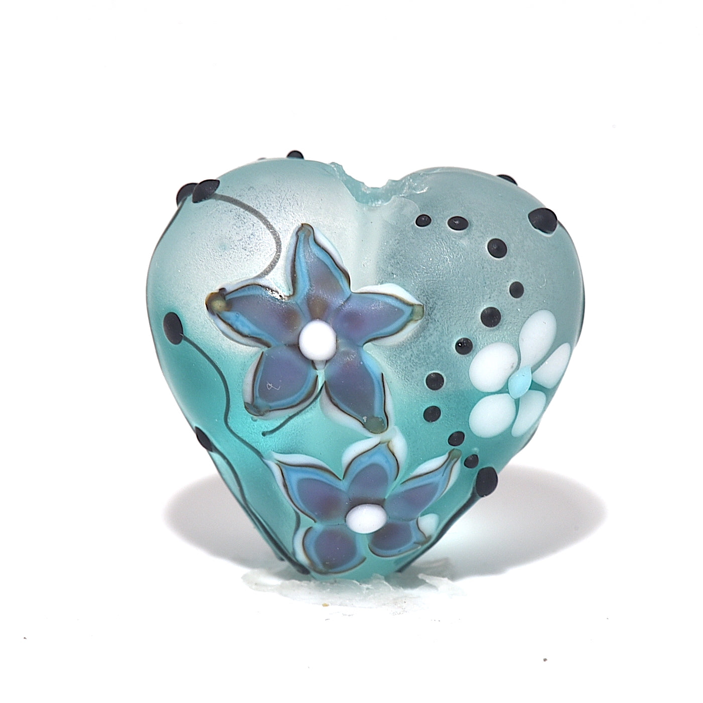 11843105 - Morning Dew Teal Heart Focal Bead