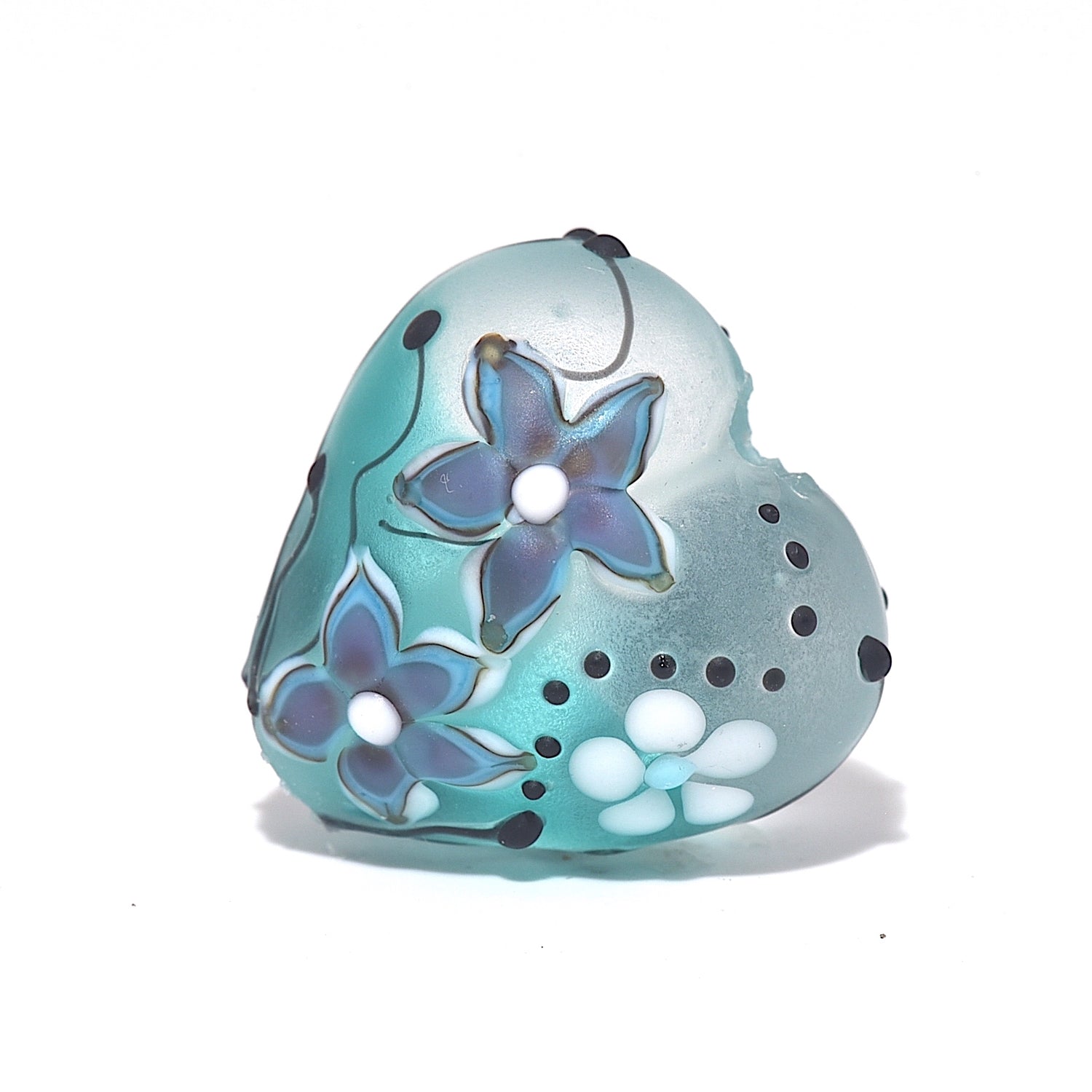 11843105 - Morning Dew Teal Heart Focal Bead