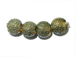 40101012 - Four Golden Green Metallic Lentil Beads
